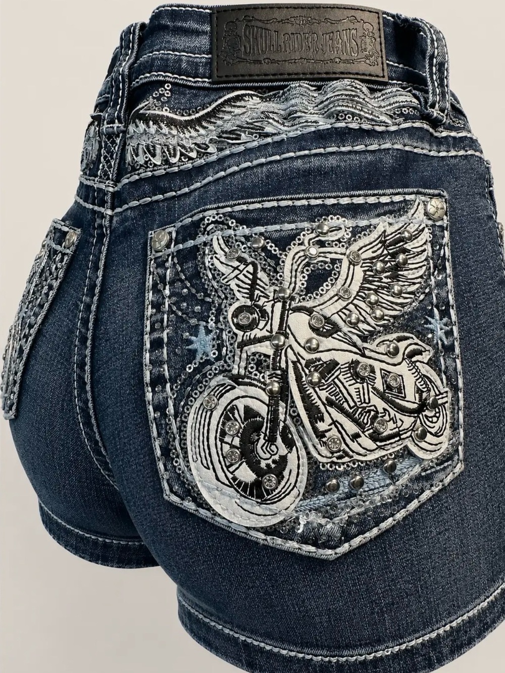 Freedom Ride Rhinestone Denim Shorts - Picture 2 of 4